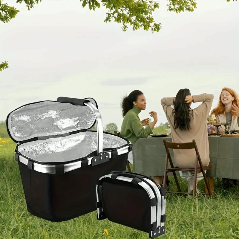 Fällbar Isolerad Picknickkorg – Hållbar och Rymlig för Sommaräventyr