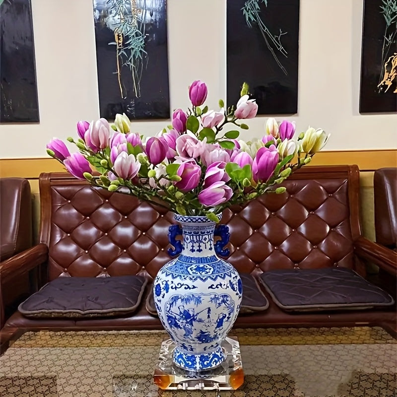 Set med 4 Realistiska Magnol blommor – Elegant och Tidlös för Bröllop och Lyxig Dekoration