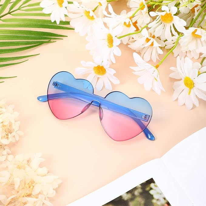 Trendy hjärtformade solglasögon utan ram i transparent look - HeartBlitz