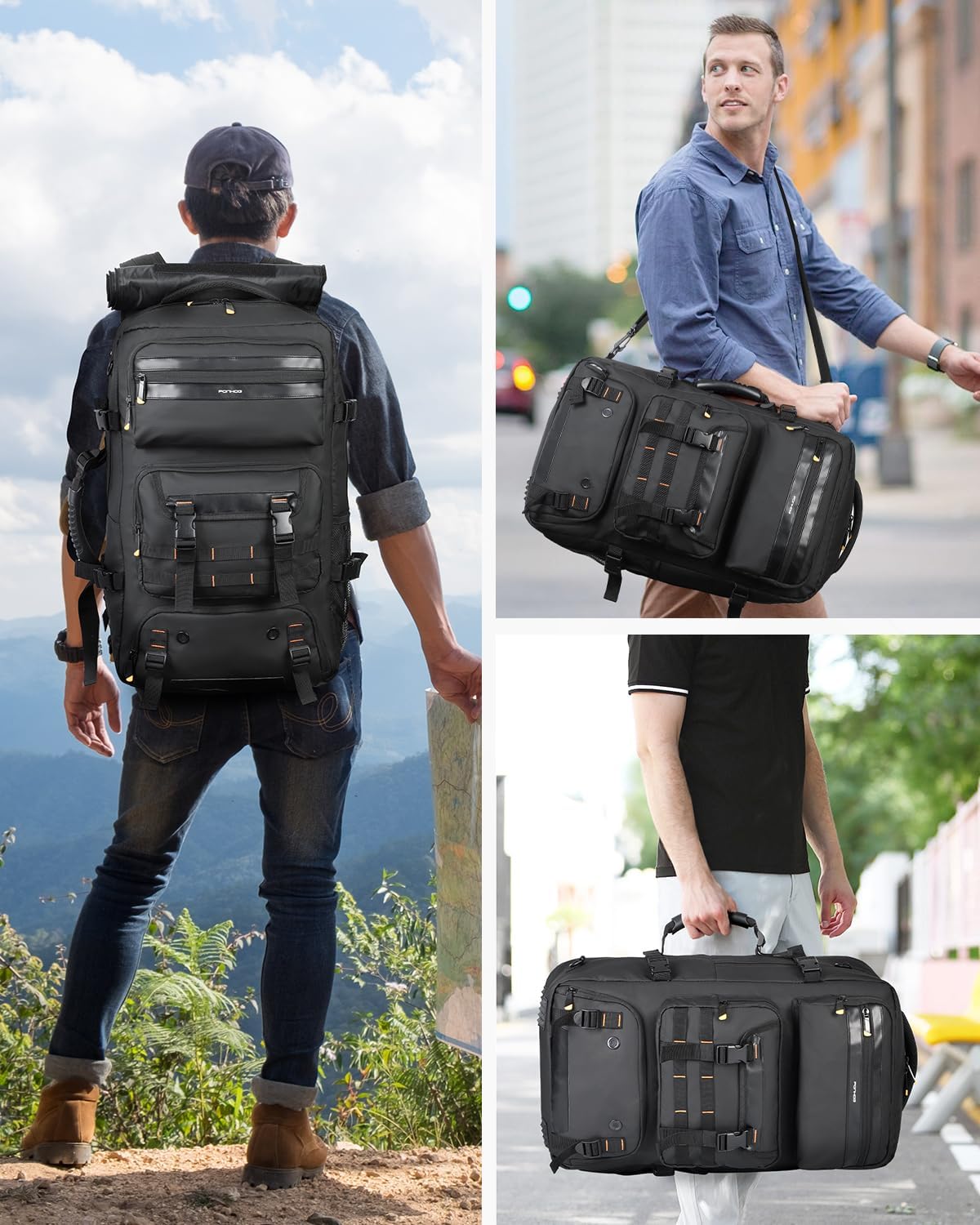 50L Flygklar Konvertibel Reserucksack med Skofack & USB-port