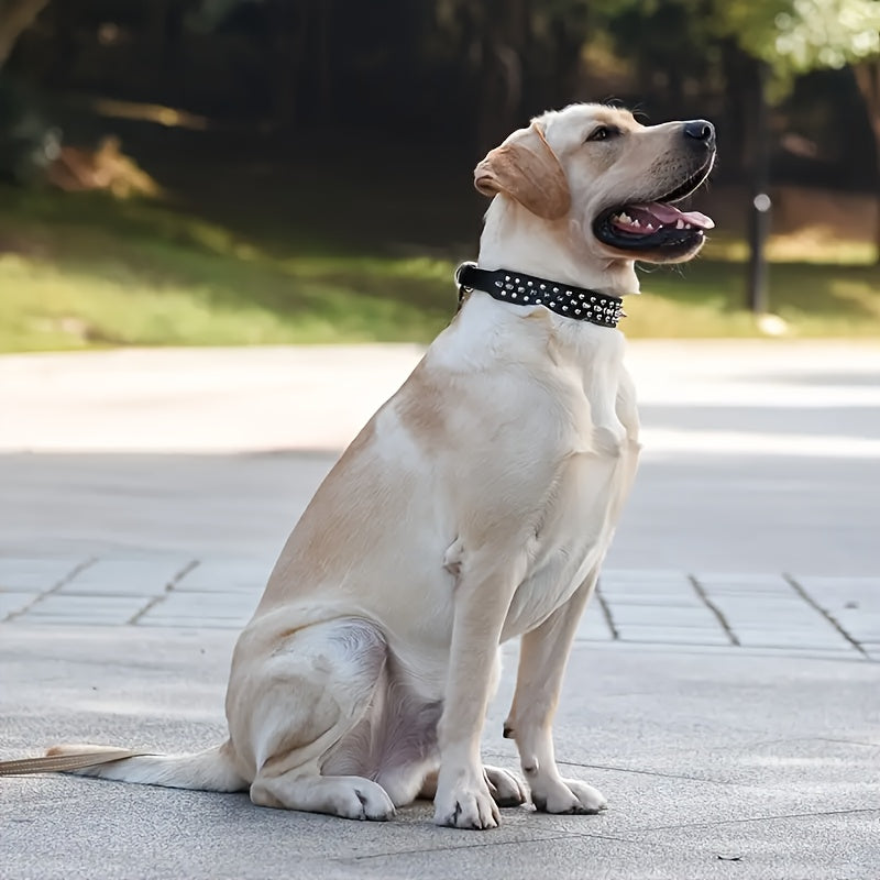 Justerbar Spikad Hundhalsband - Stark och Säker för Stora Hundar