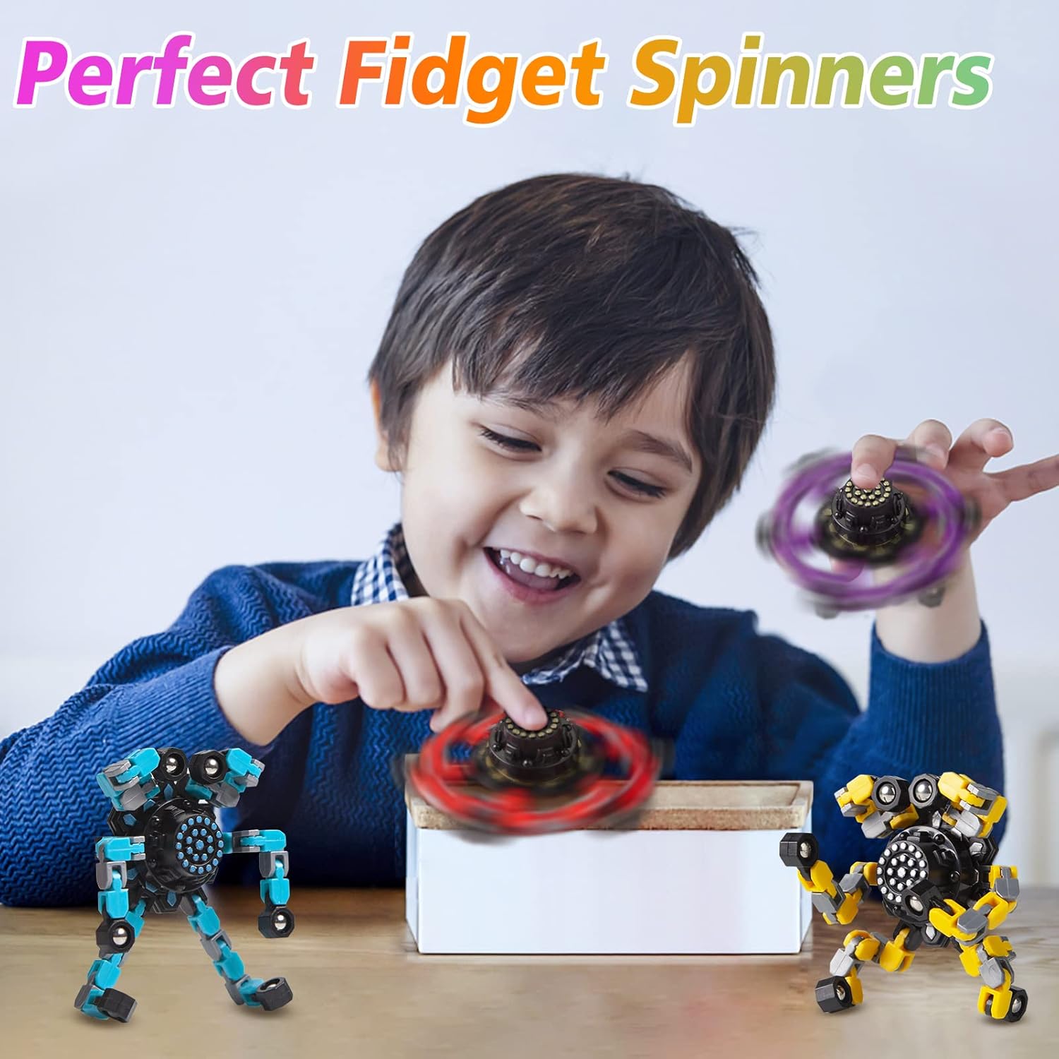 Formbar Anti-Stress Fidget Spinner för Barn & Vuxna – Set om 4