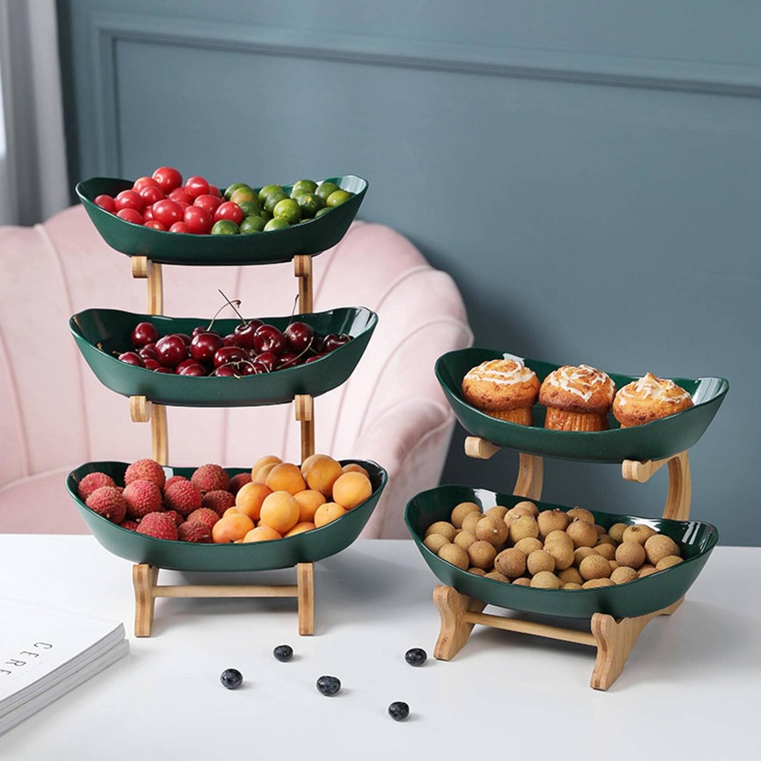 Stilren Metallfruktskål med 2 eller 3 Våningar – StackFruit