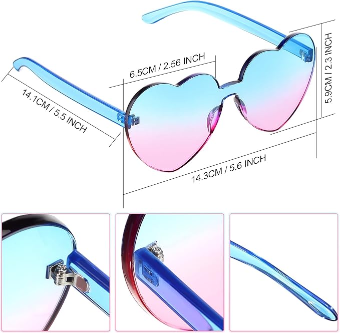 Trendy hjärtformade solglasögon utan ram i transparent look - HeartBlitz
