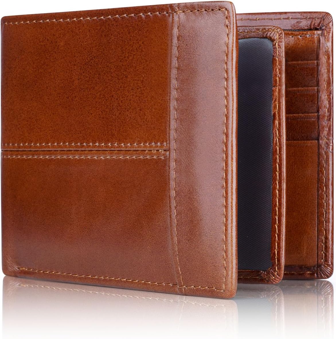 Premium RFID-blockerande läder bifold plånbok för män - SlimArmor