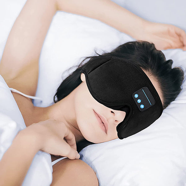 SereniTune Smart Sleep Mask | Bullerisolerande Bluetooth ögonmask för resor, meditation och ostörd sömn.