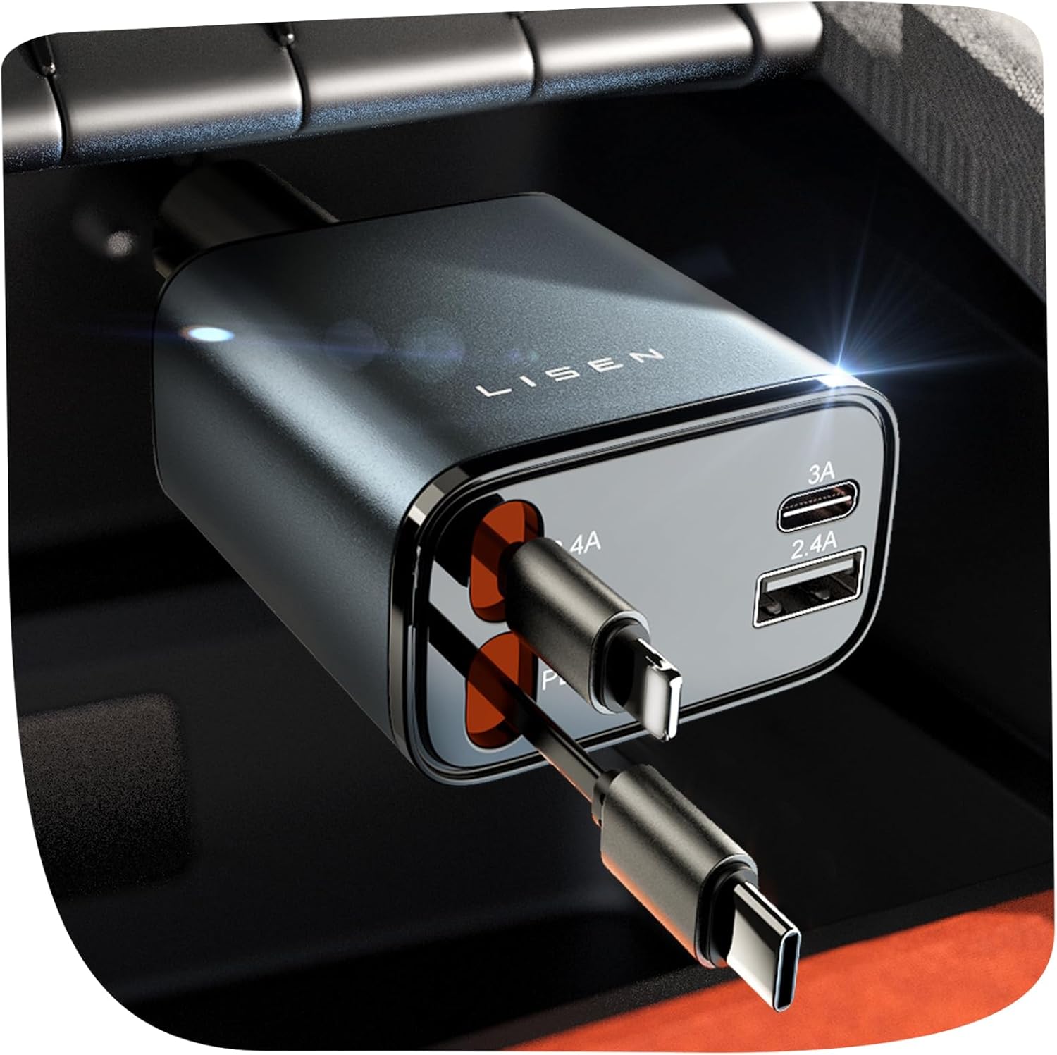 Fällbar Bil Laddare 69W USB C