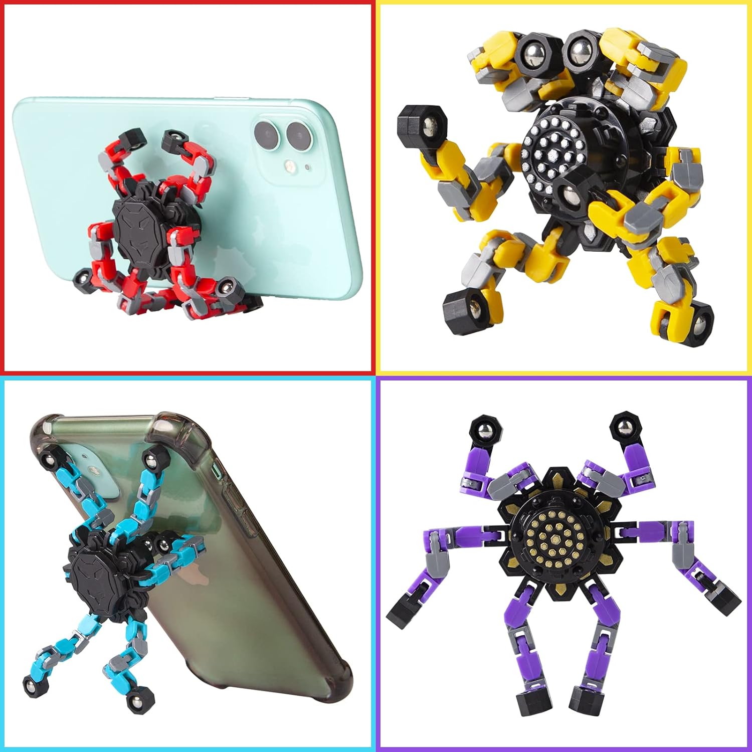 Formbar Anti-Stress Fidget Spinner för Barn & Vuxna – Set om 4