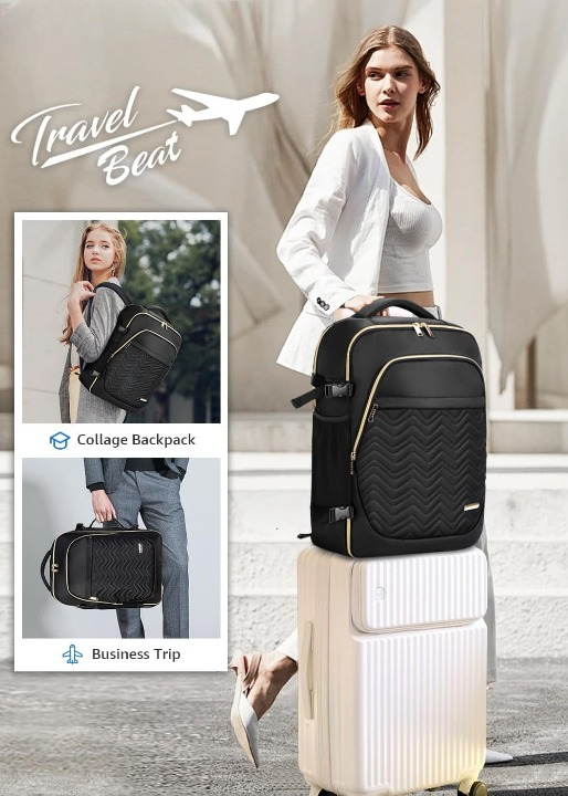 40L Flygkompatibel Resvagn med 6 Packningskubar och Laptopfack