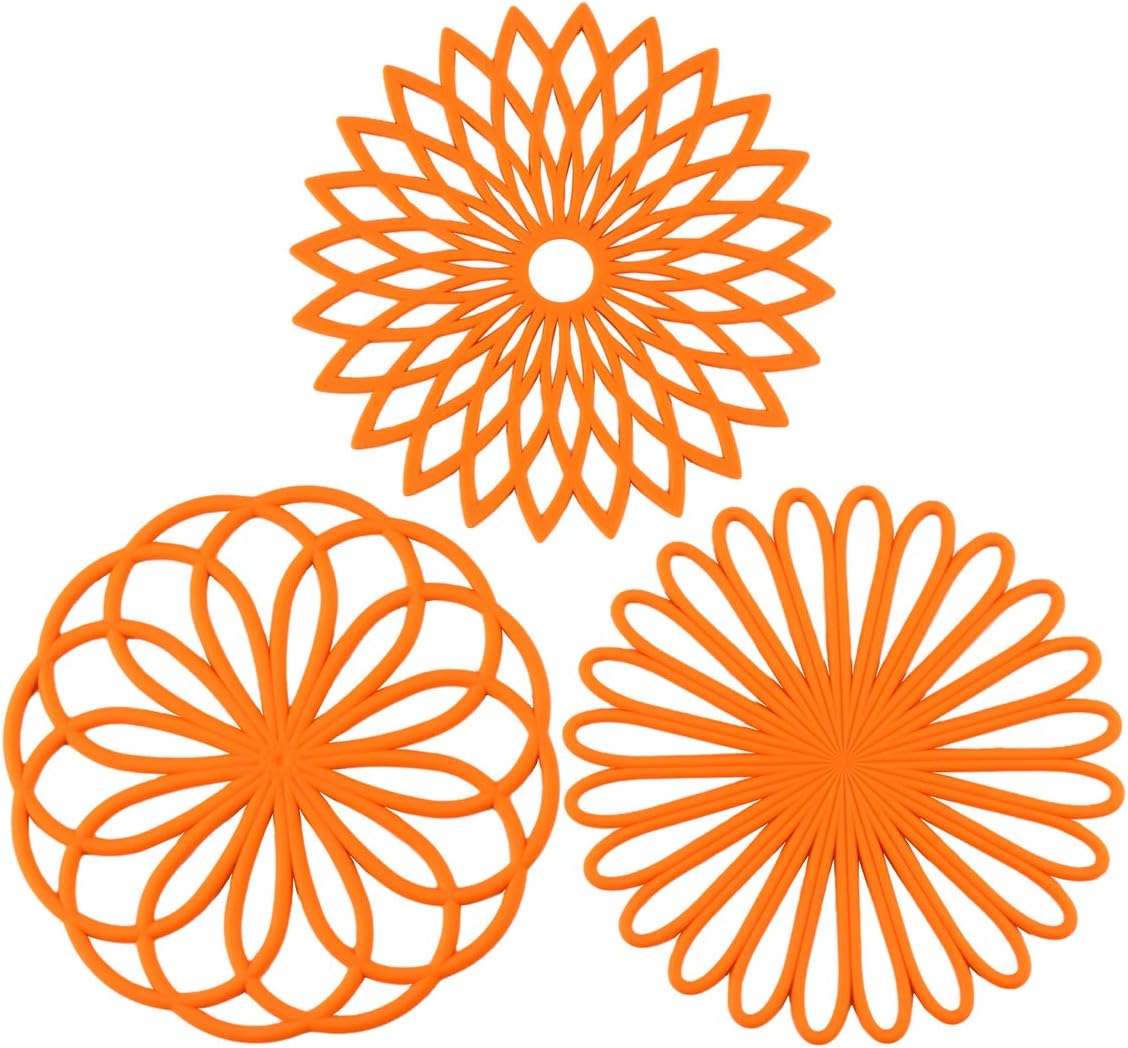 Set med 3 silikonunderlägg: Värmebeständiga värmeplattor