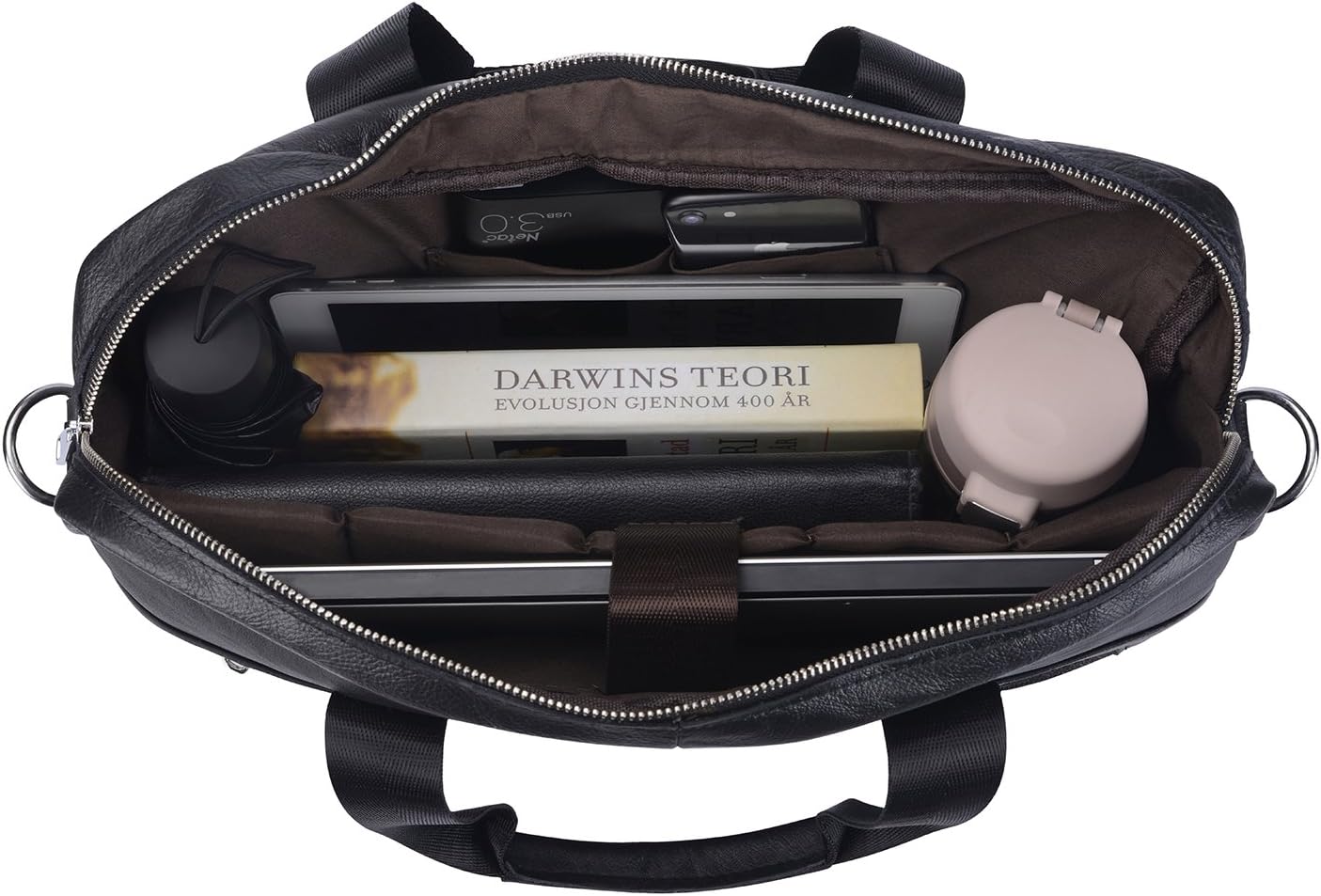 Premium Nötläder 38 cm Affärsväska med Organiseringsfack