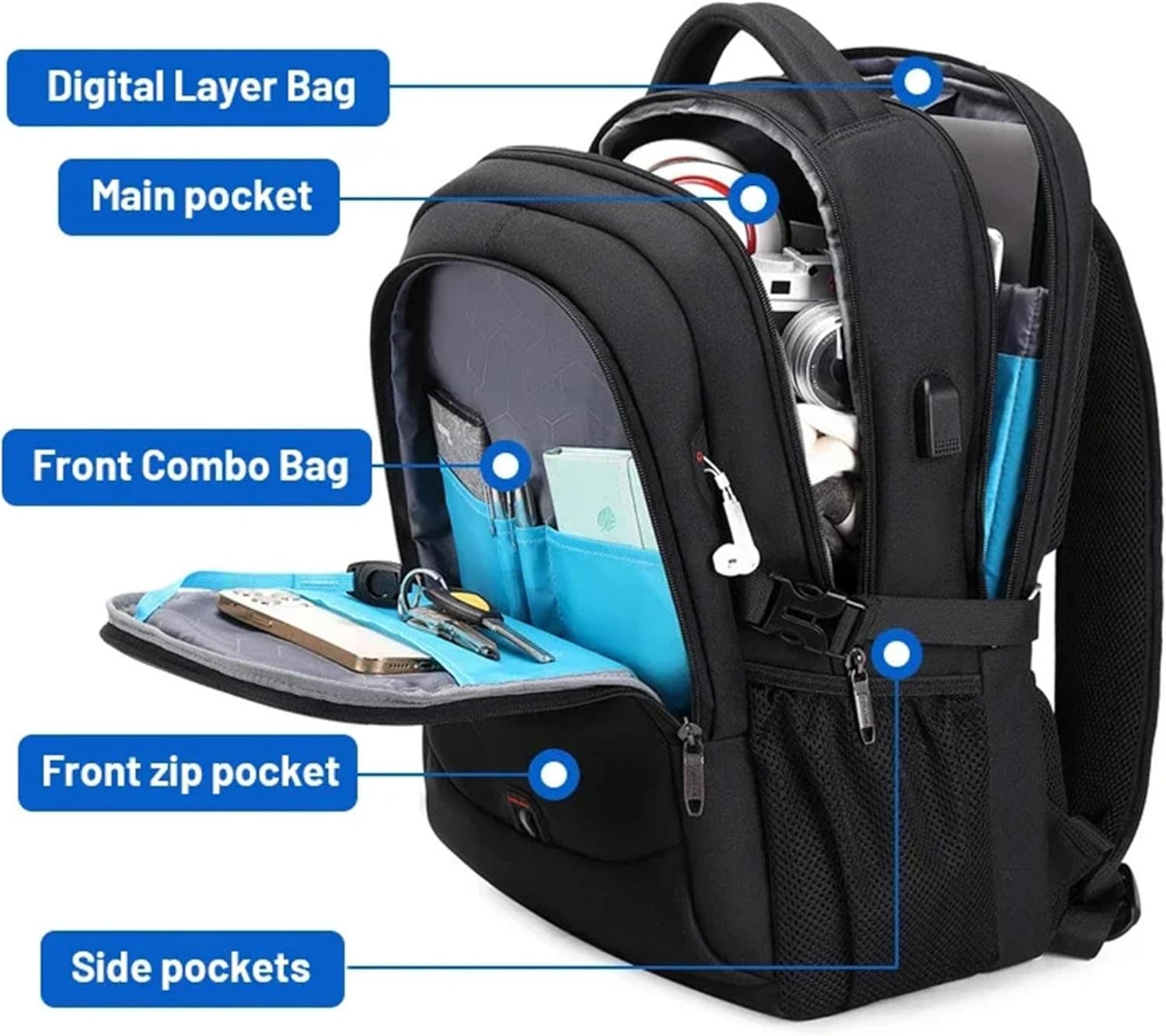 Vattentät Laptop- och Reserucksack med Organiserade Fack