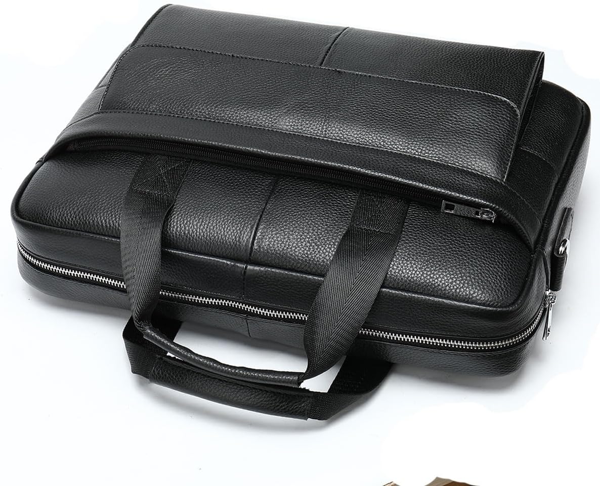 Premium Nötläder 38 cm Affärsväska med Organiseringsfack