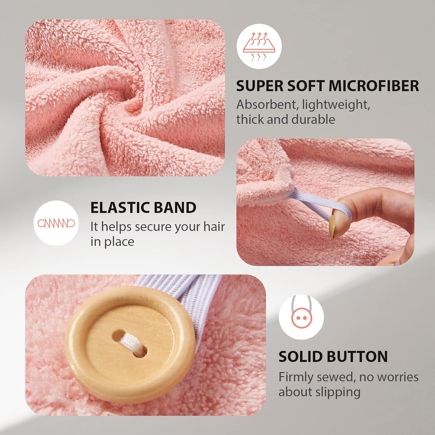 Mikrofiber Hårhandduk Wrap – Pack om 3