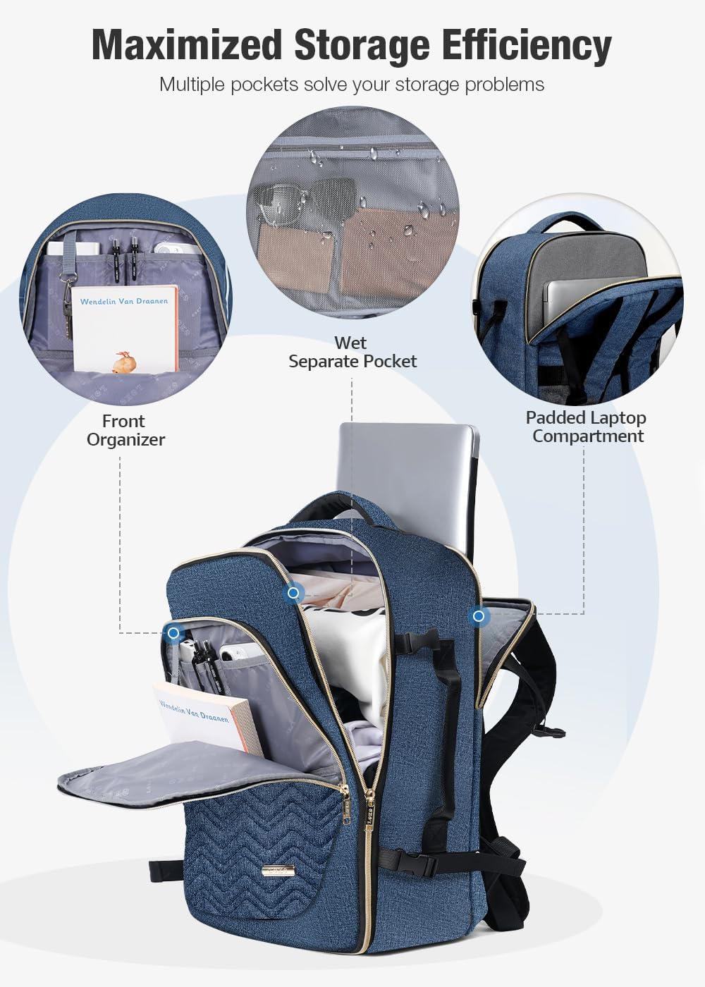 40L Flygkompatibel Resvagn med 6 Packningskubar och Laptopfack
