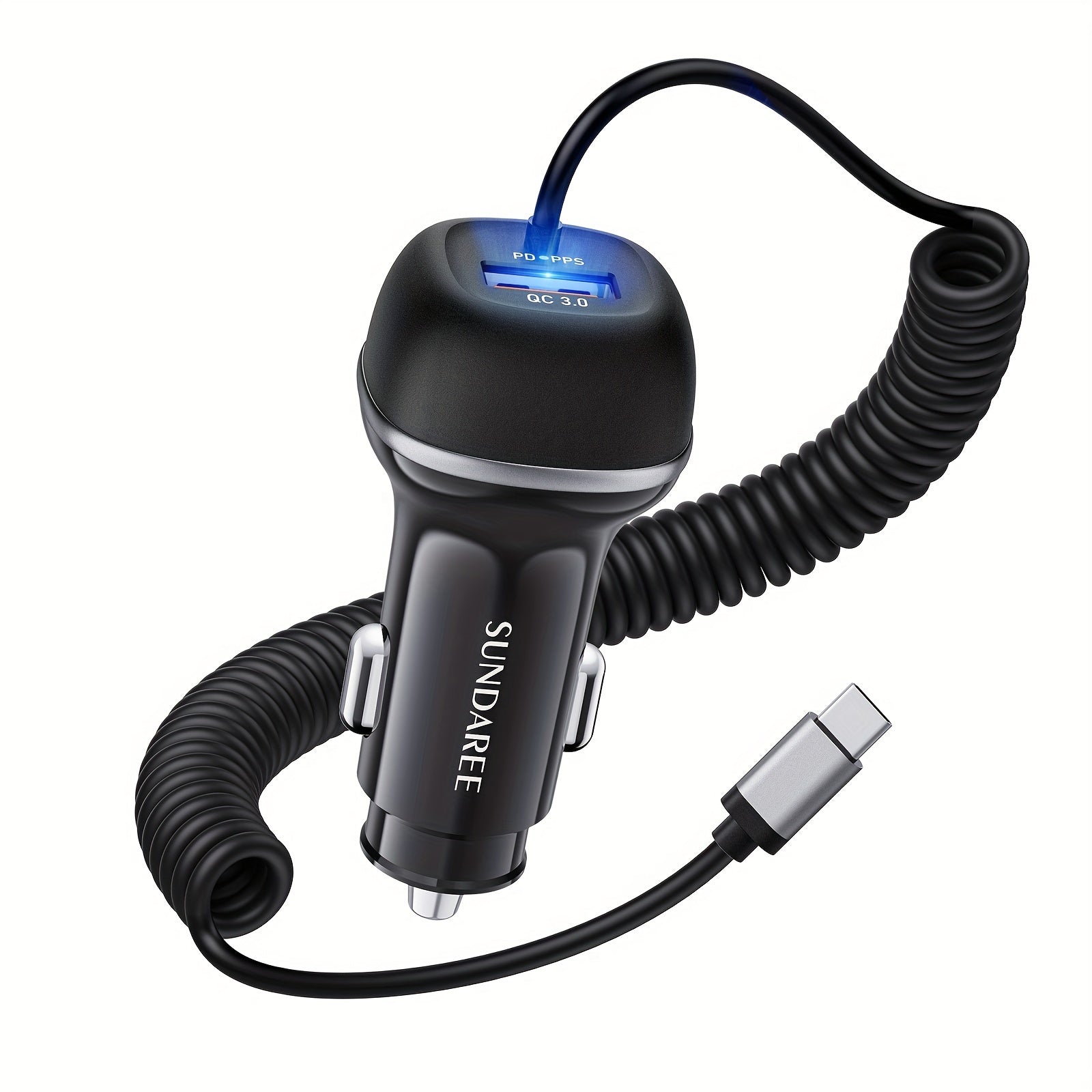Snabbt uppladdningsbart USB-C 51W bil-laddare – För super snabb laddning av flera enheter