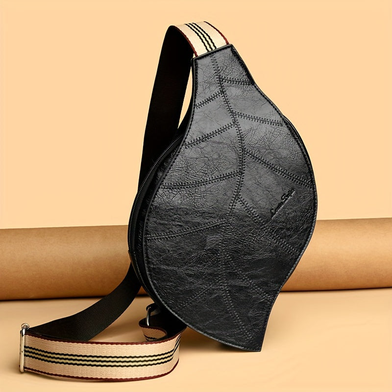 Vintage Faux Leather Crossbody Bag – Justerbar Rem med Spänne