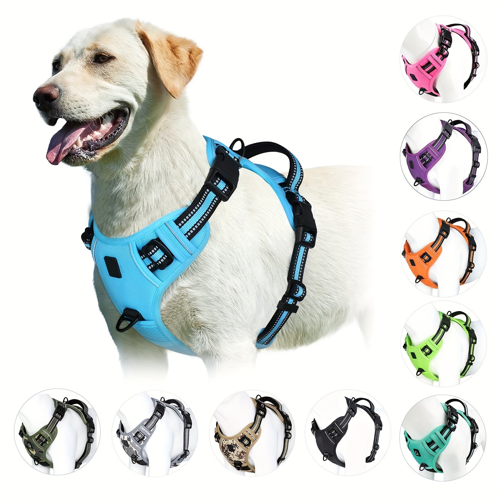 Reflekterande No-Pull Hundsele – Enkel promenad och träning med handtag