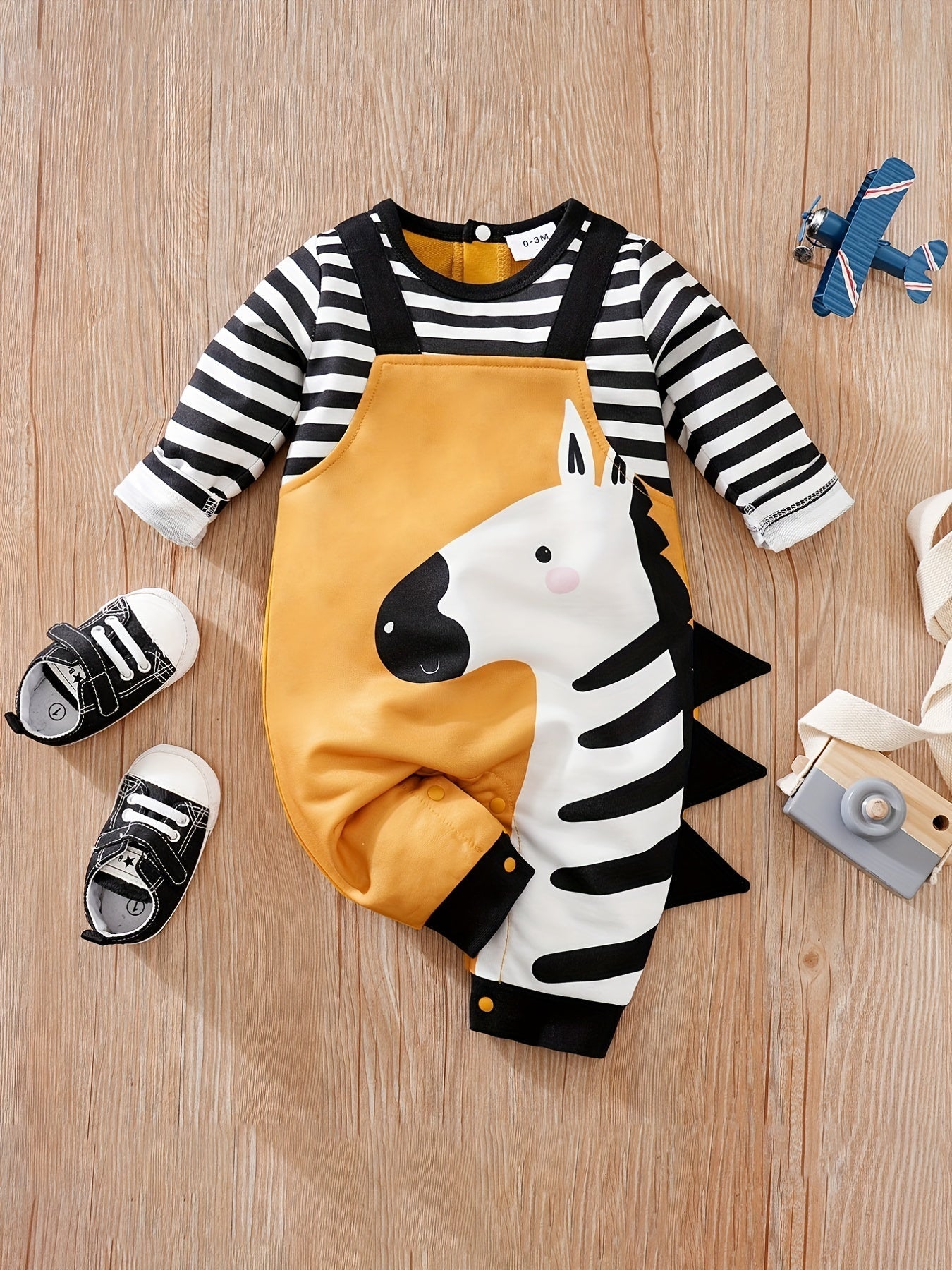 Söt Zebra Romper för Spädbarn – Perfekt för Utomhusäventyr på Våren och Hösten
