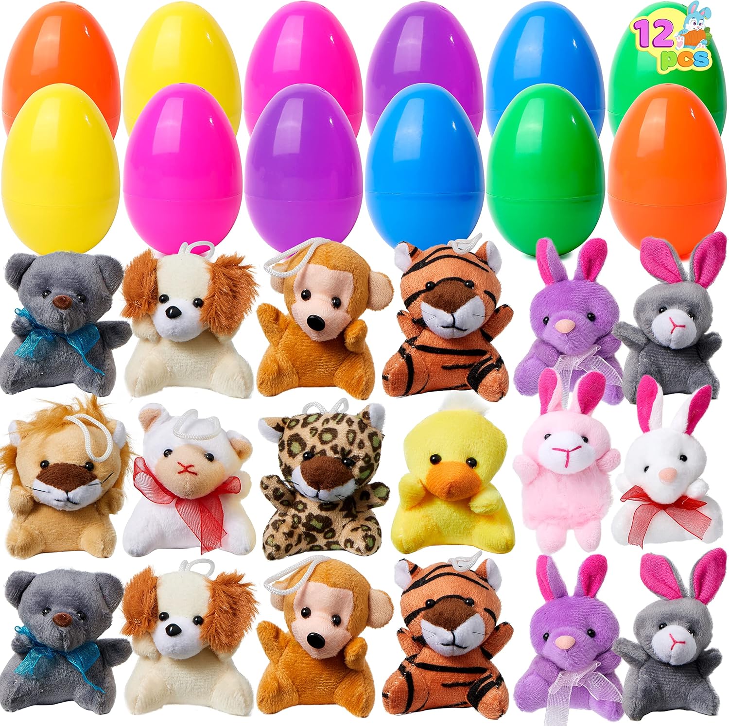 Plush Easter Eggs with Mini Animals for Children – 12 Delars Överraskningsägg Set