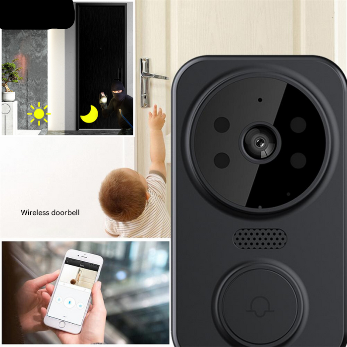 Svart Smart Wi-Fi Dörrklocka med Kamera – Noctiq