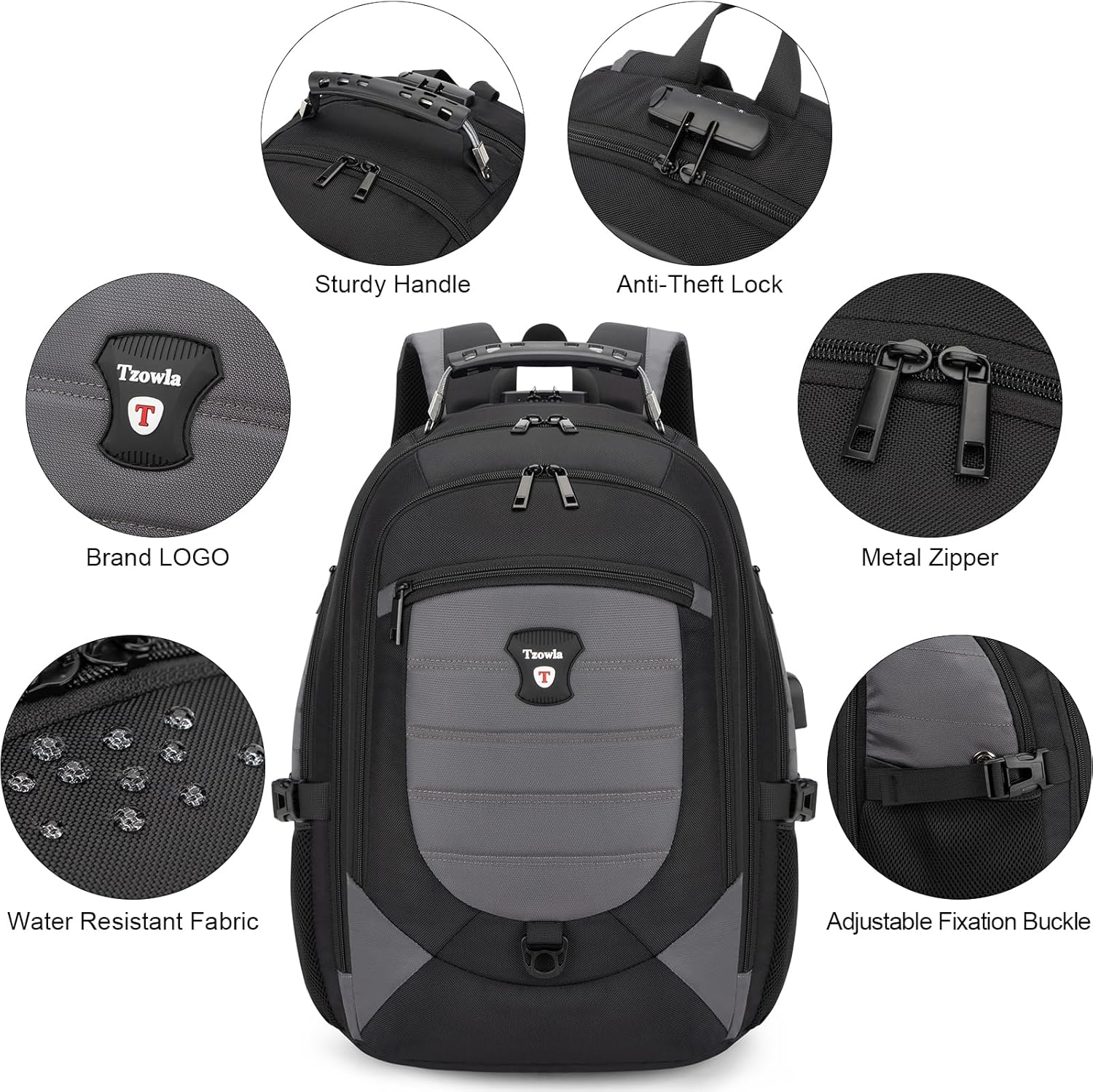 Vattentät anti-tjuv laptop- och rese-ryggsäck med USB-port – 43,94 cm