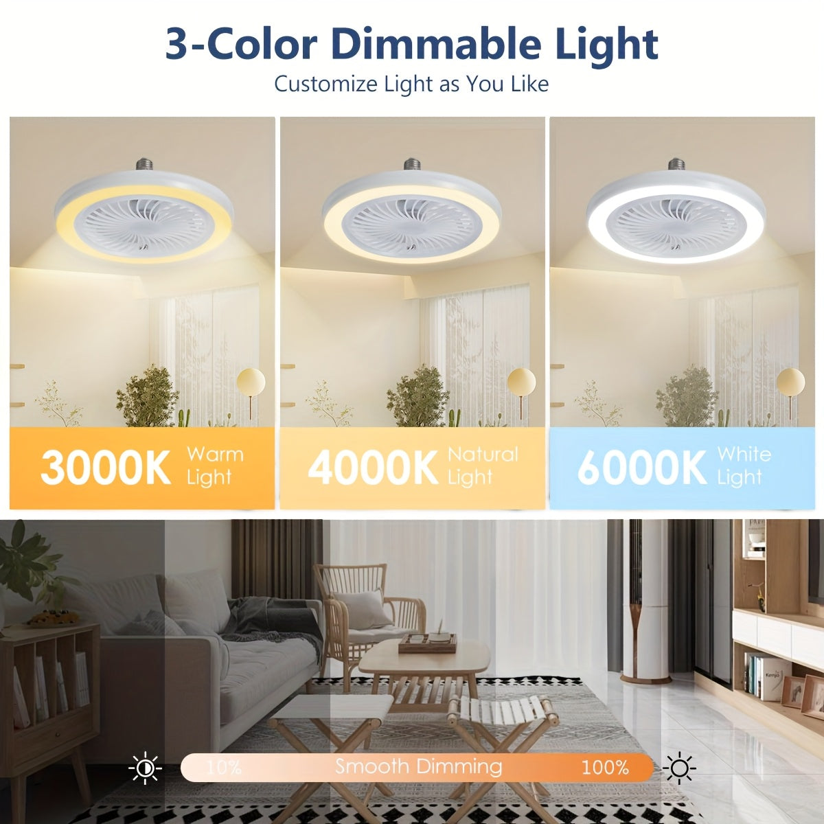 LED Slim Takfläktlampa – Dimbar och Tyst