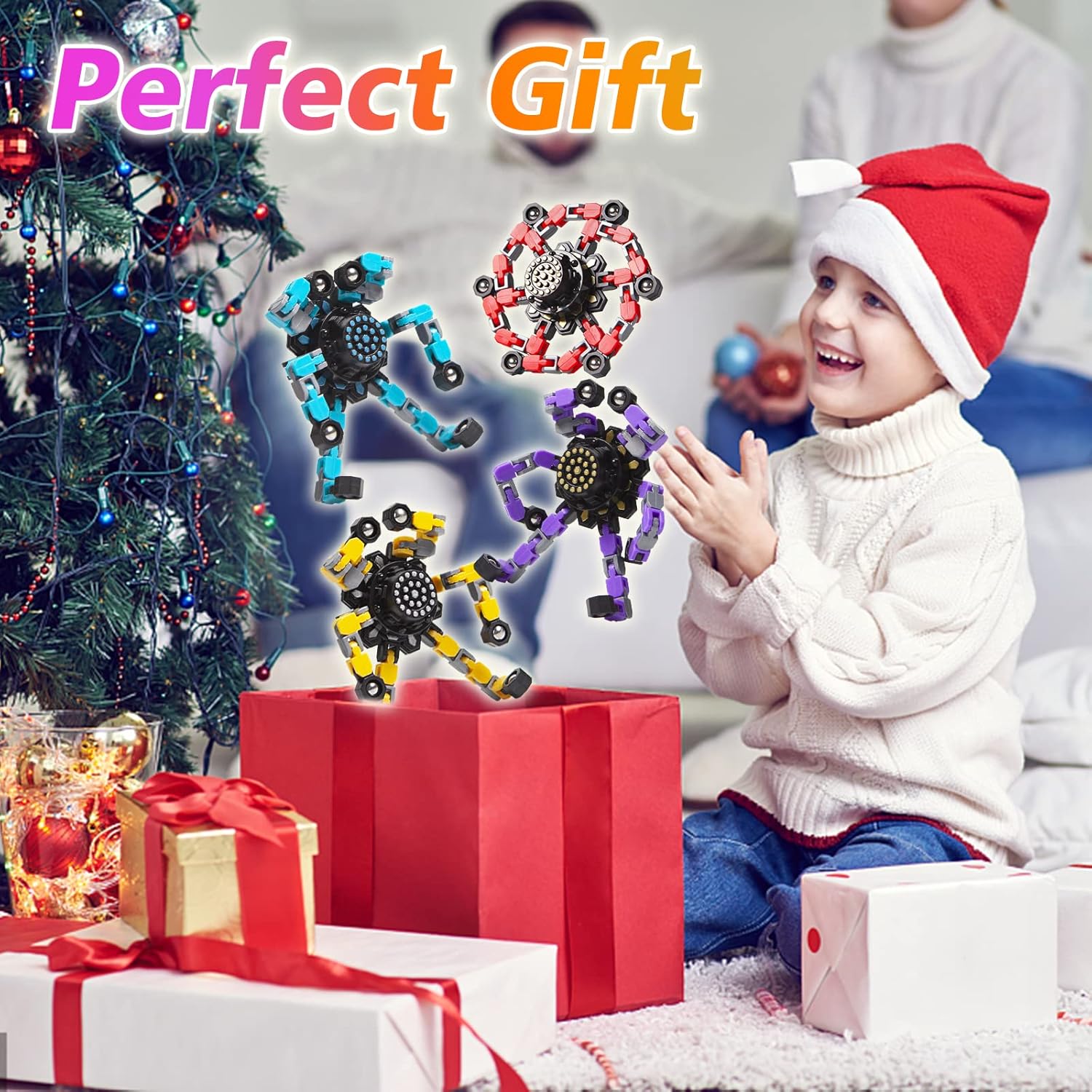 Formbar Anti-Stress Fidget Spinner för Barn & Vuxna – Set om 4