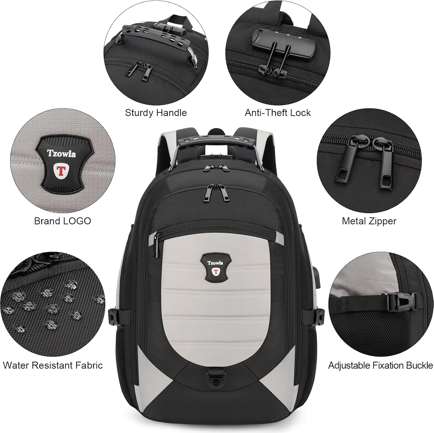 Vattentät anti-tjuv laptop- och rese-ryggsäck med USB-port – 43,94 cm