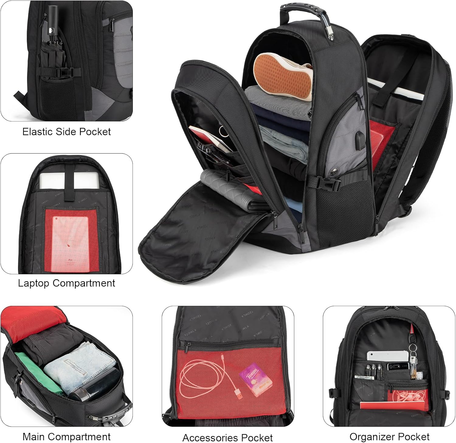 Vattentät anti-tjuv laptop- och rese-ryggsäck med USB-port – 43,94 cm