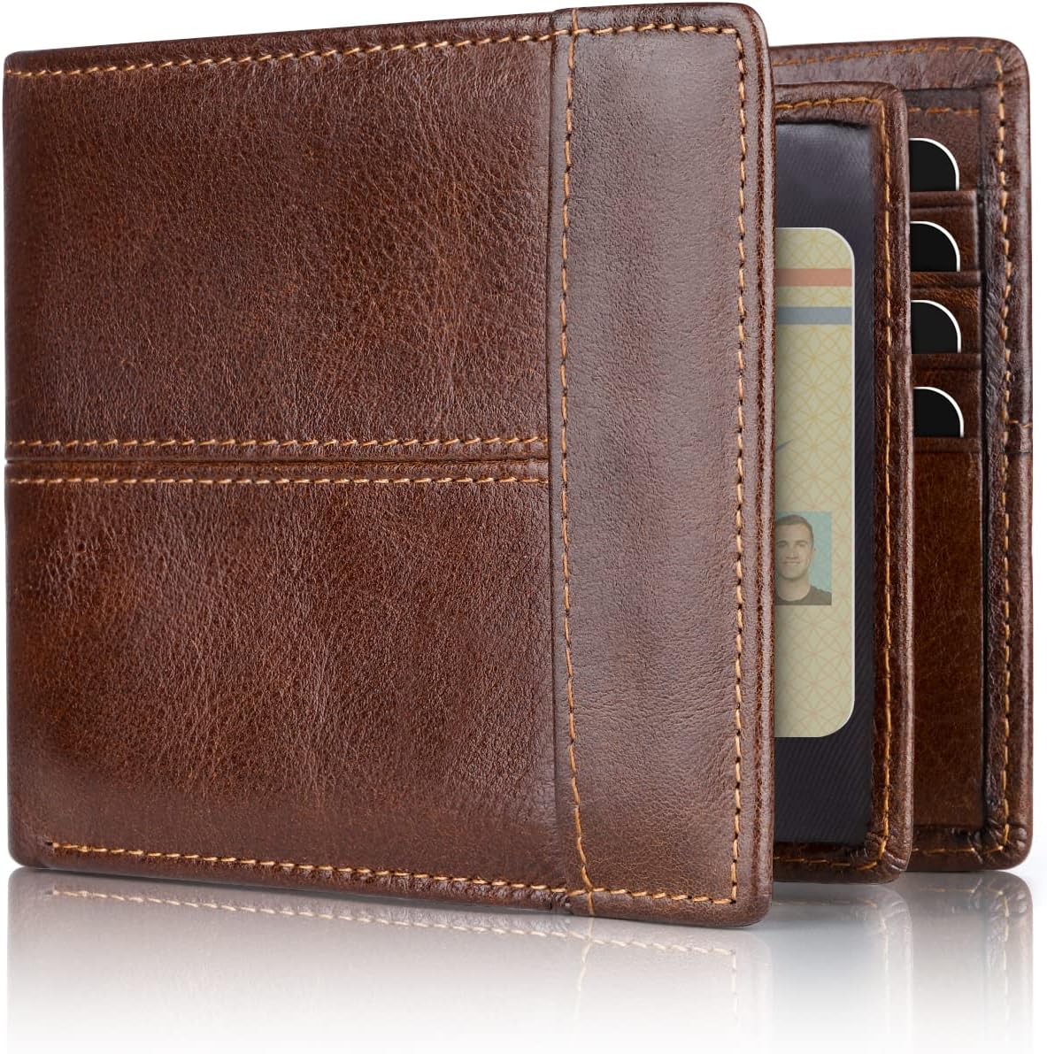 Premium RFID-blockerande läder bifold plånbok för män - SlimArmor
