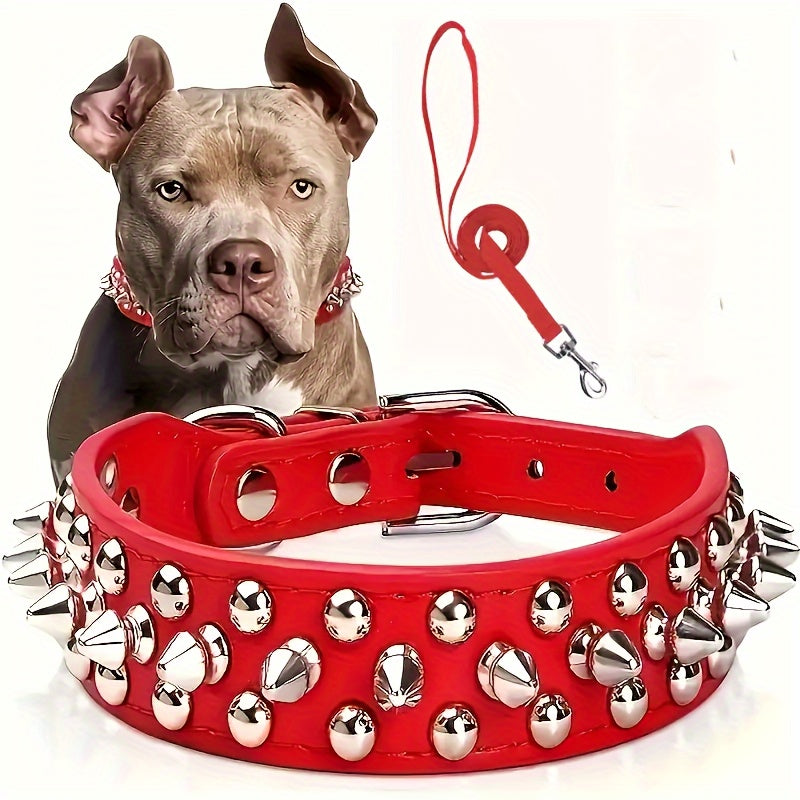 Justerbar Spikad Hundhalsband - Stark och Säker för Stora Hundar