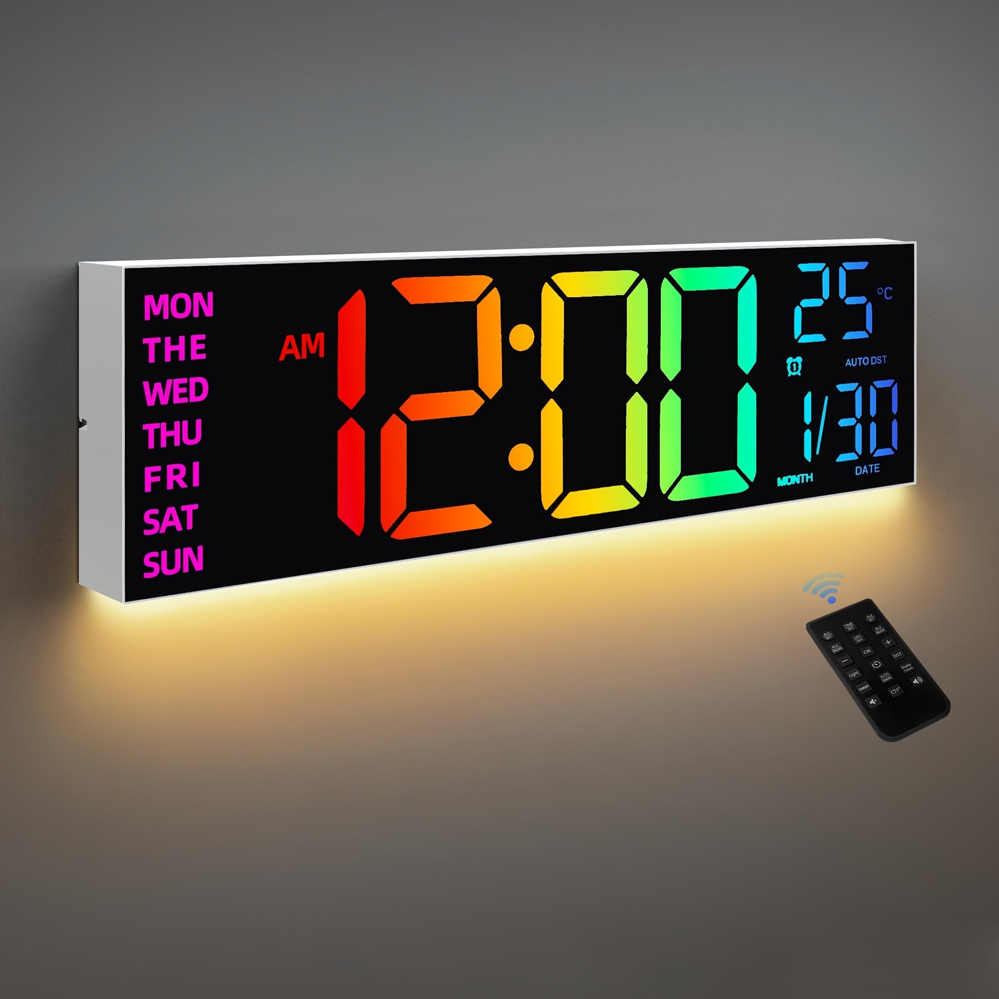 LumiWall Digital Väckarklocka – Stor, Färgglad och Lätt att Läsa