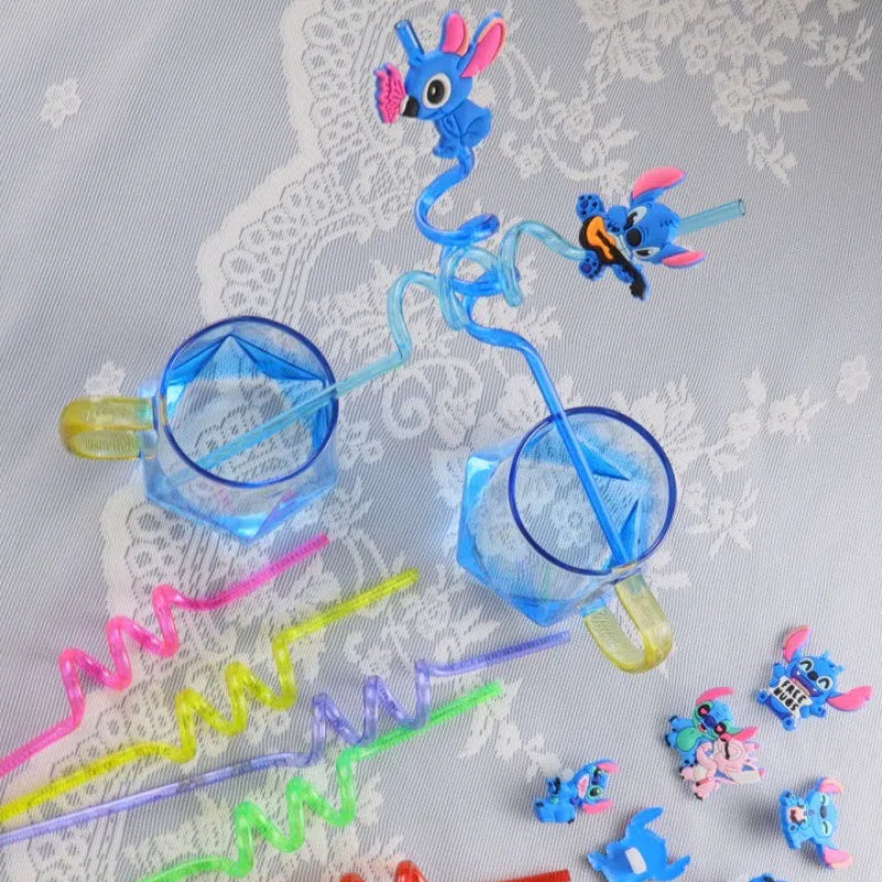 Stitch Återanvändbar Sugrör Set – 16 Färgglada Sugrör för Fester och Födslar