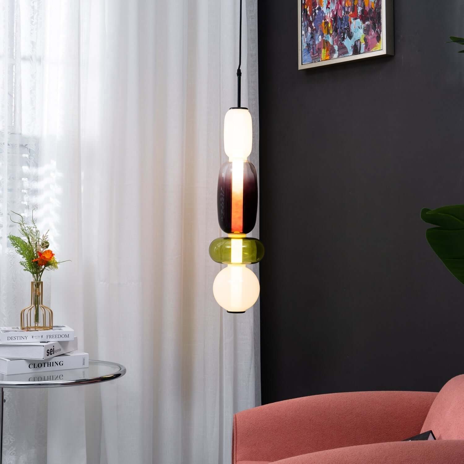 Modern Taklampa med Färgat Glas