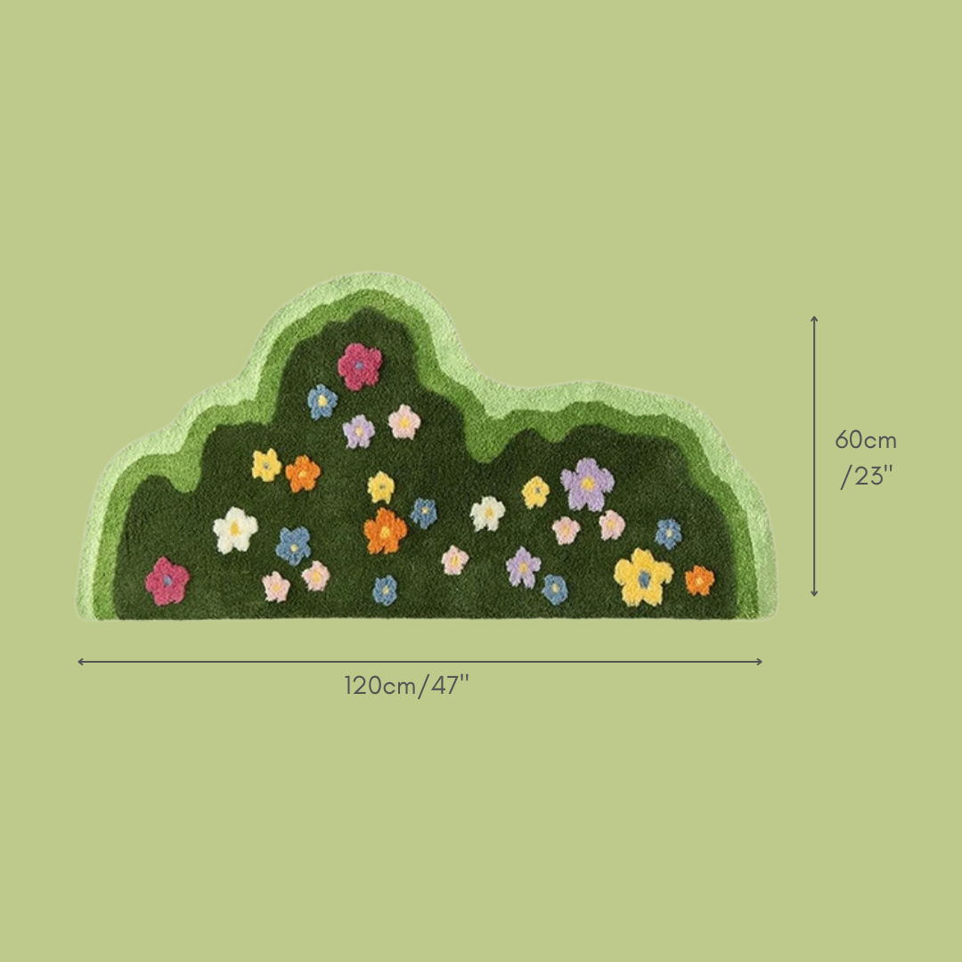 GardenGlow Blommor Golvmatta | Mjuk golvmatta med blommönster för vardagsrum, sovrum och hall