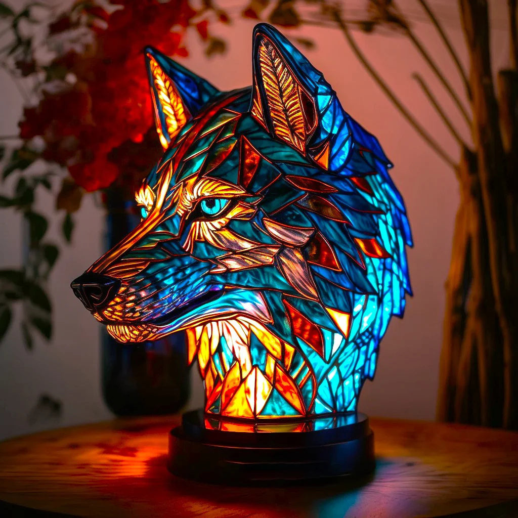 VitraGlow Handgjord Glasdekoration | Elegant bordslampa i resin och glas med livfulla konstnärliga mönster