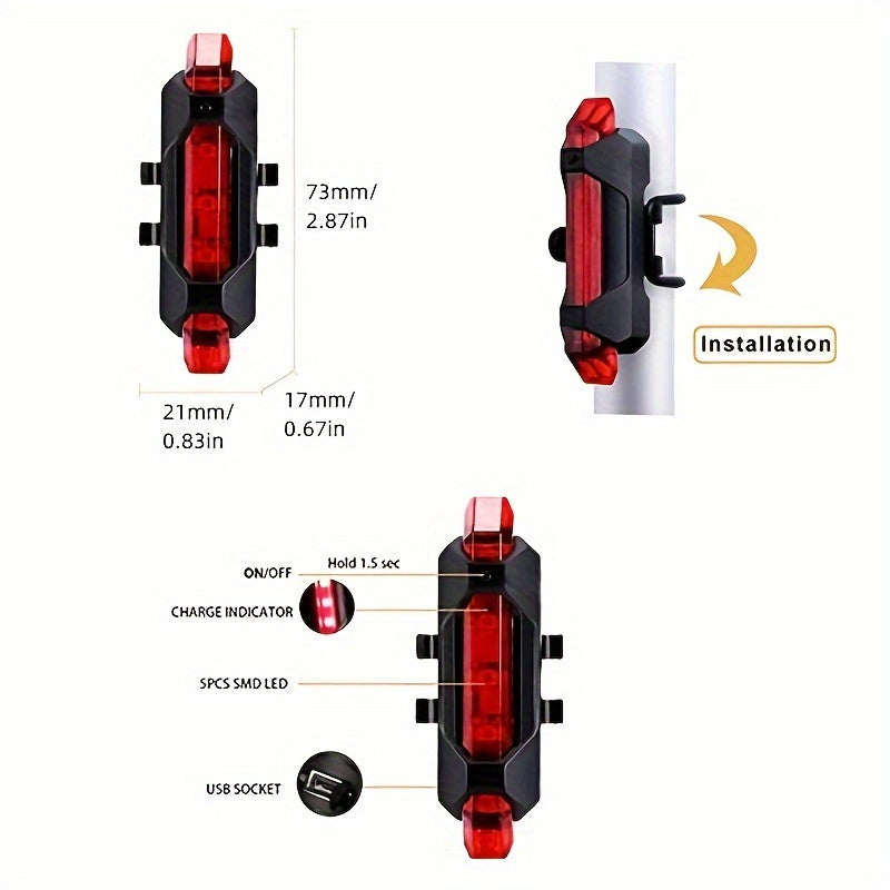 SafeRide LED Bakljus – USB-uppladdningsbart och Ljust