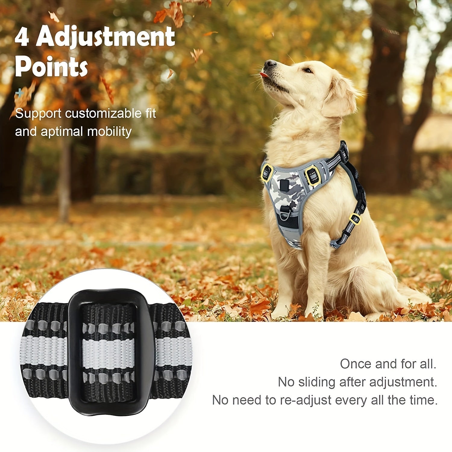 Reflekterande No-Pull Hundsele – Enkel promenad och träning med handtag