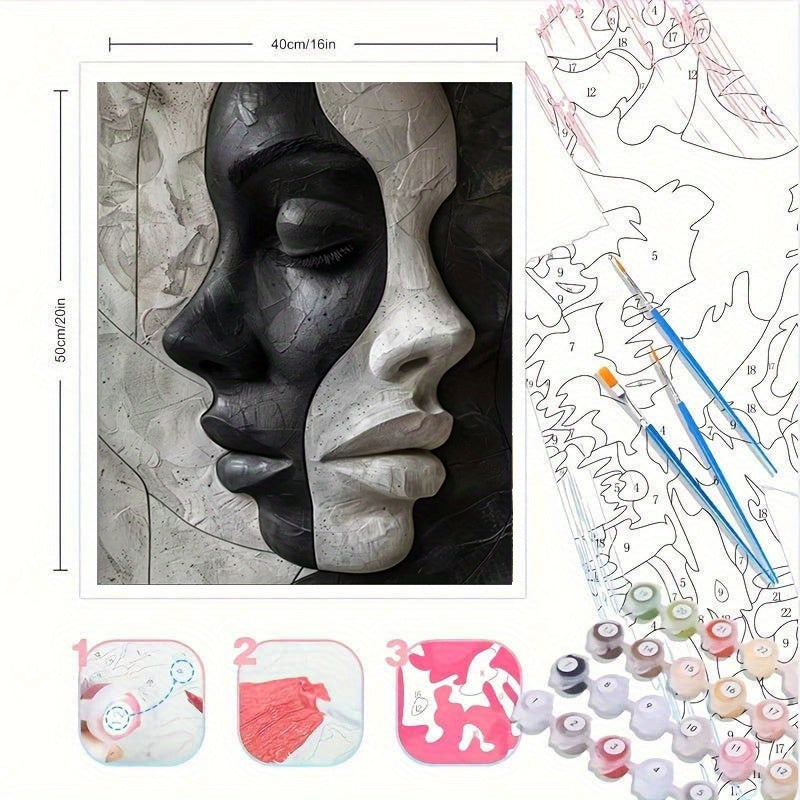 Abstrakt Kvinnlig 3D Porträtt – DIY Canvas Set för Konstälskare