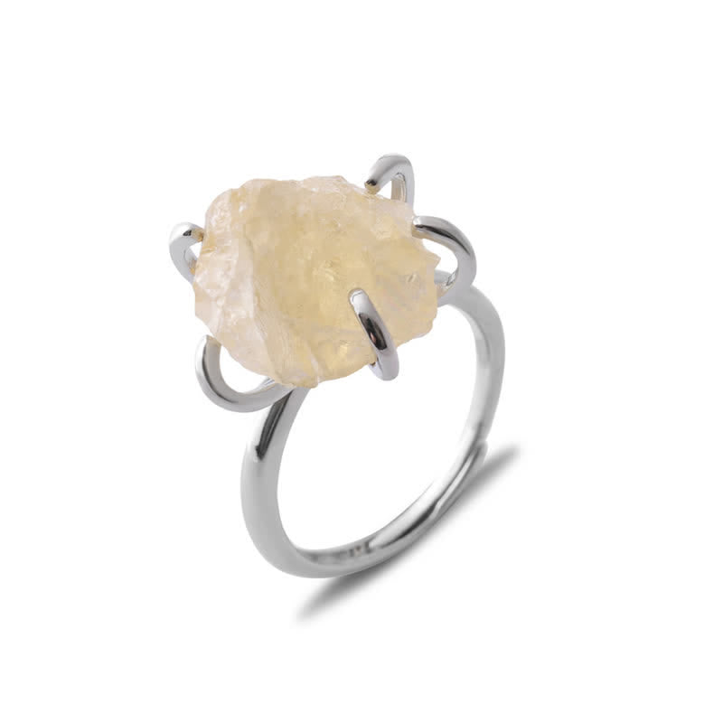 Sexklor Justerbar Ring med Naturlig Kristall – Liora