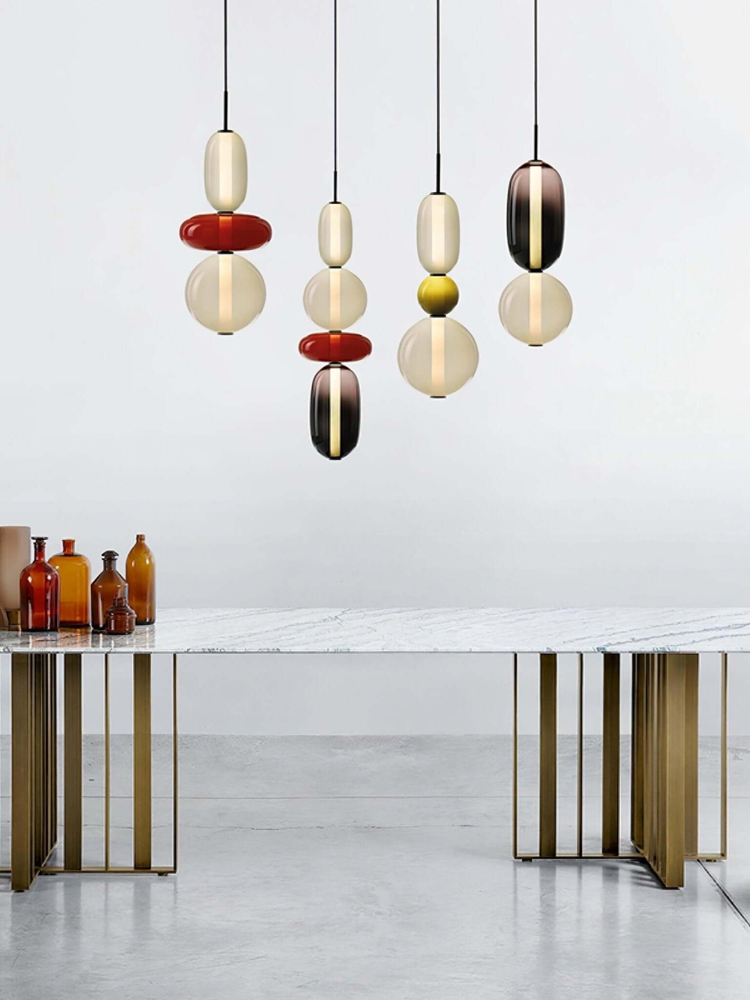 Modern Taklampa med Färgat Glas
