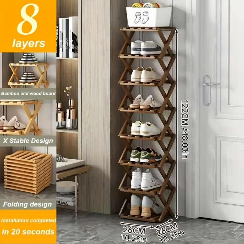 Smart Bamboo Shoe Rack – Kompakt och Praktisk för Entrén