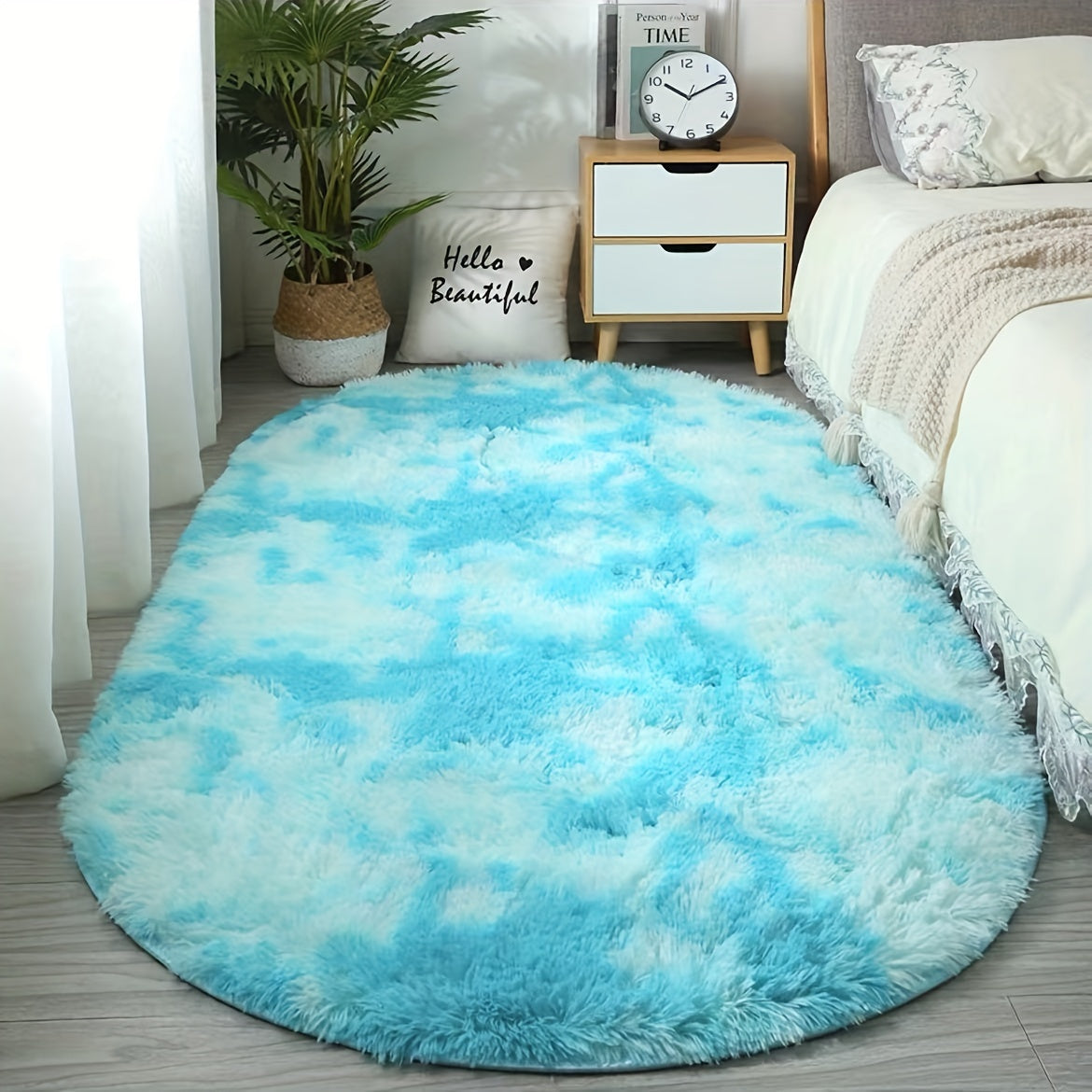 Plush Oval Rug – Mjuk och Stilig Matta för Sovrum och Vardagsrumsdekoration