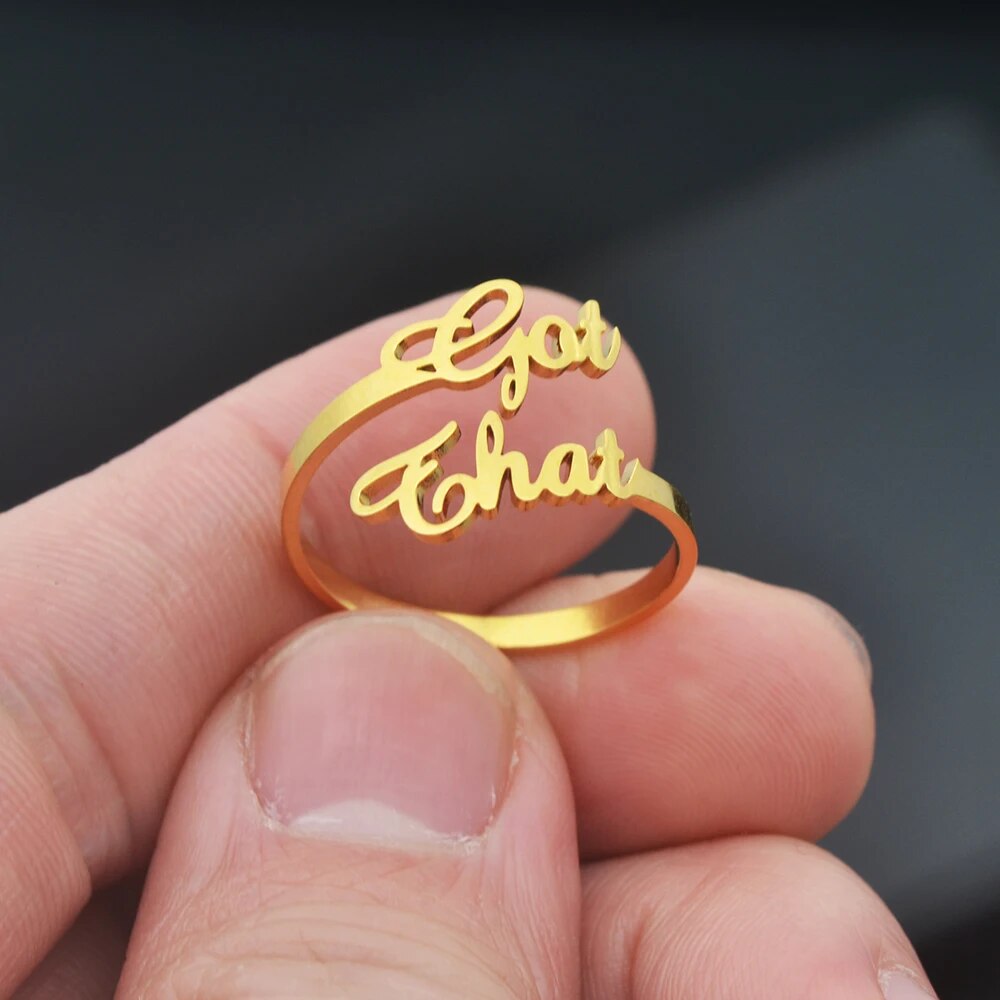 EterniRing Premium Anpassad Namnring | Handgjord Elegant Smycken i Rostfritt Stål