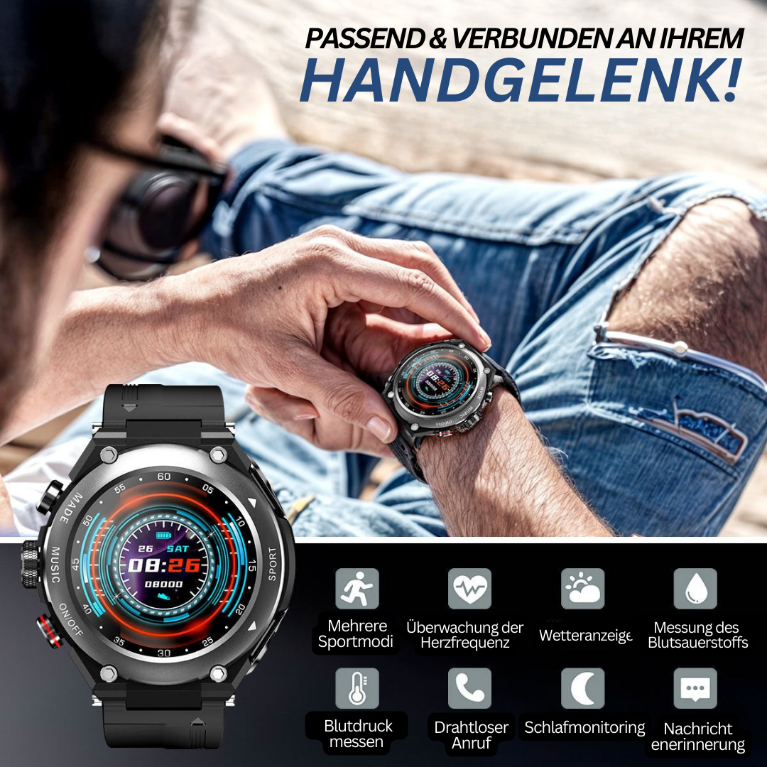 Komplett Smartwatch med Integrerade Trådlösa Hörlurar – AlphaX
