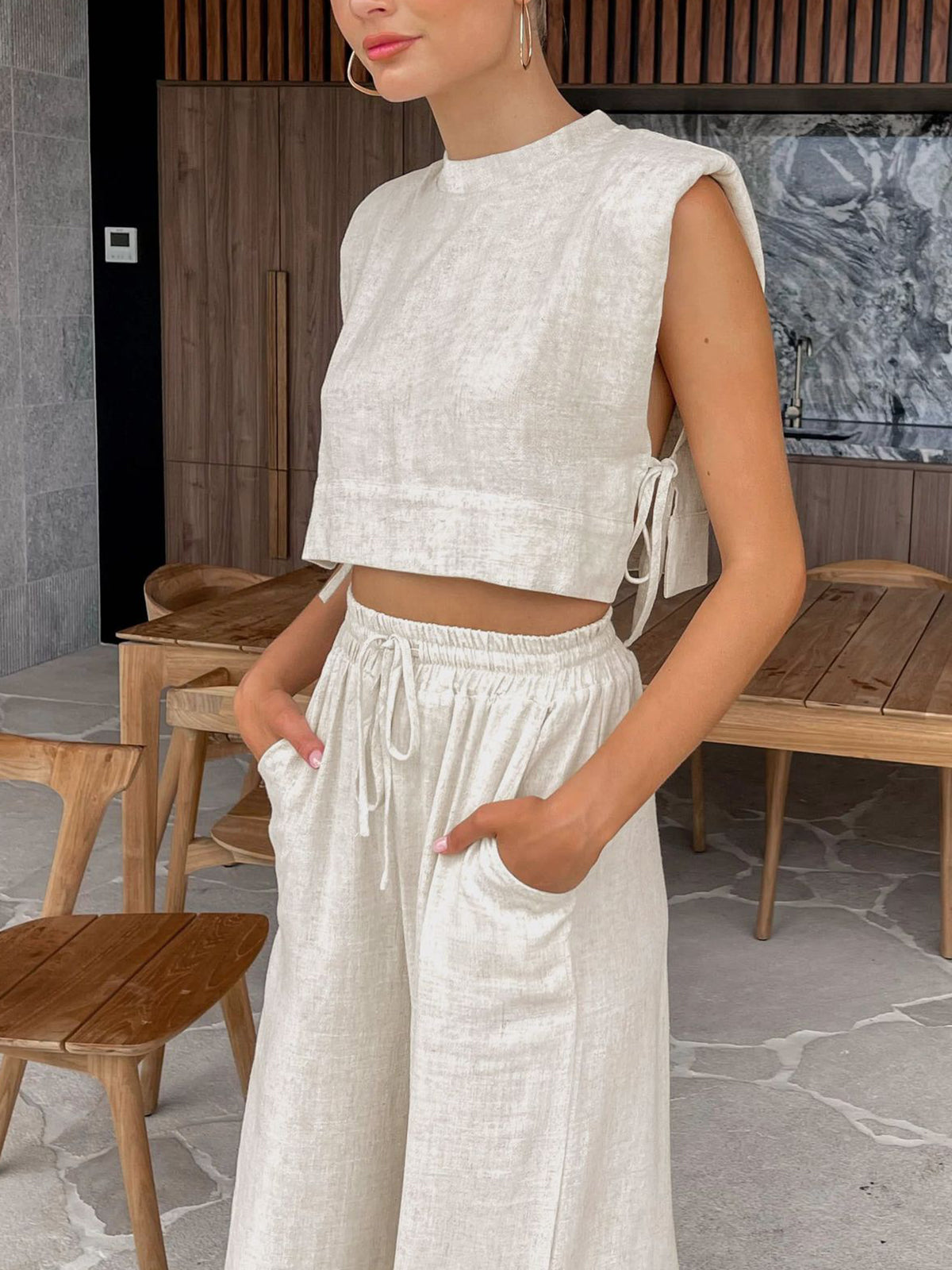 Tvådelat Sommarsätt med Crop Top och Byxor – Valeria