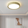 Moderne enkel rund LED-loftslampe i jern med træåremønster