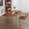 Mesa de comedor ovalada plegable y minimalista moderna de madera revestida de melamina y acero inoxidable para 4 personas