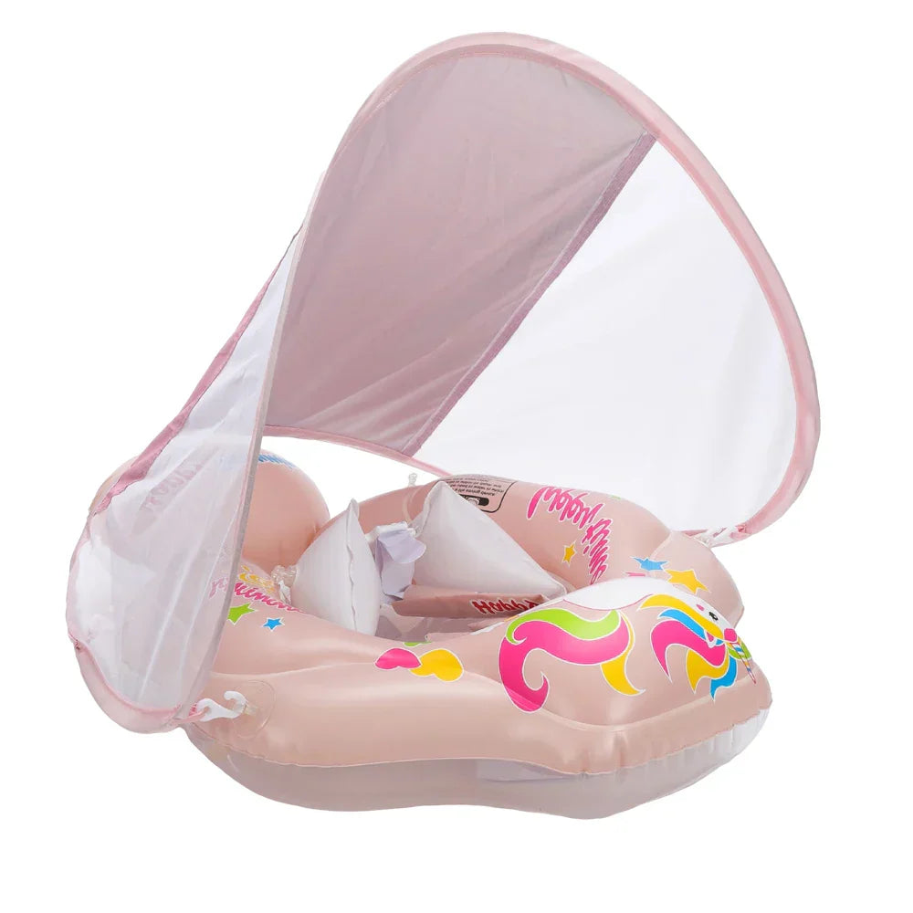Uppblåsbar Babysimring med Solskydd – Skydd och Rolighet